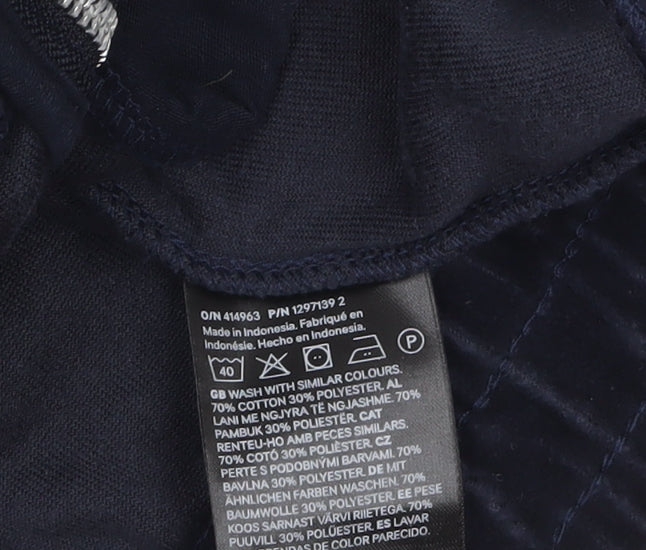 H&M Divided Women Blue Velour Bomber Jacket Size 16