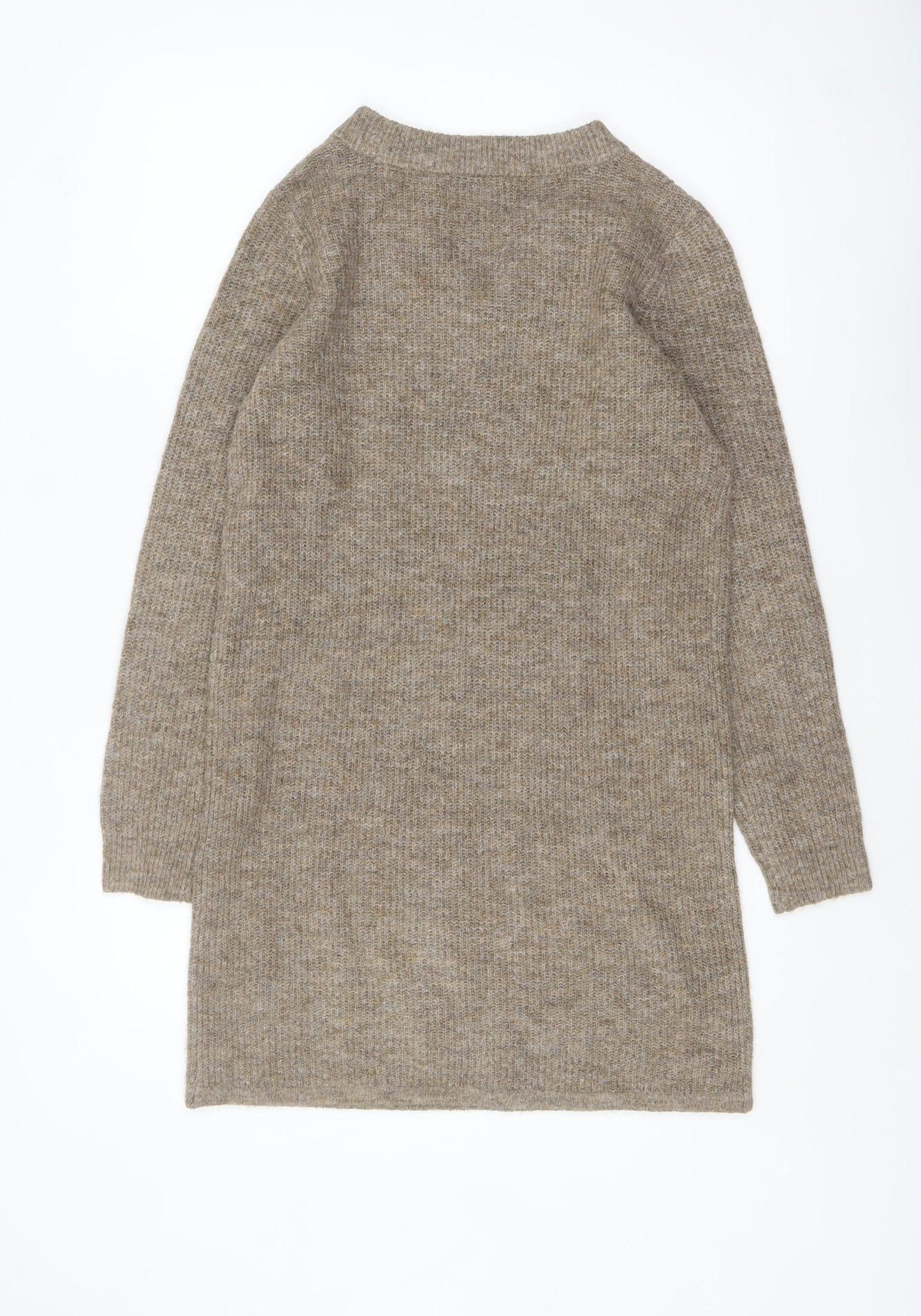 Pieces Women Beige V-Neck Long Sleeve Knit Jumper Size S