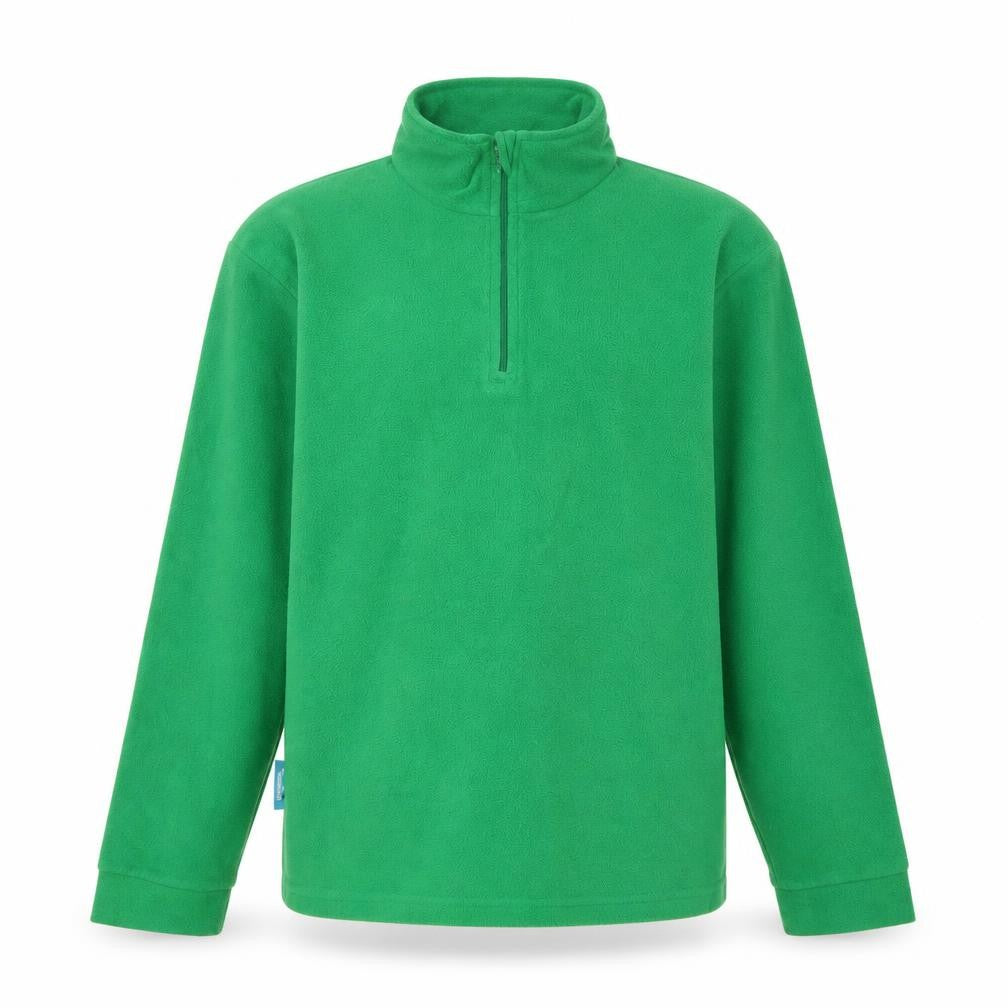 Front view of Mountain Warehouse Kids Green Fleece 1/2 Zip Sweatshirt boys’ 13 years