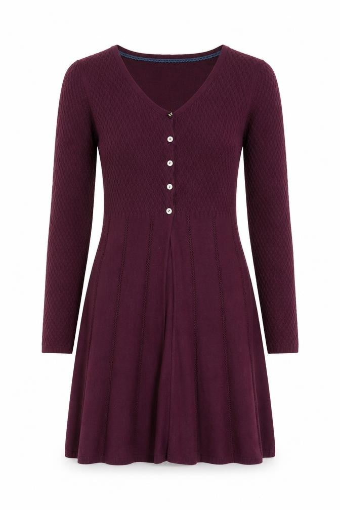 White Stuff Women’s Purple Long Sleeve A-Line Knit Dress Size 10