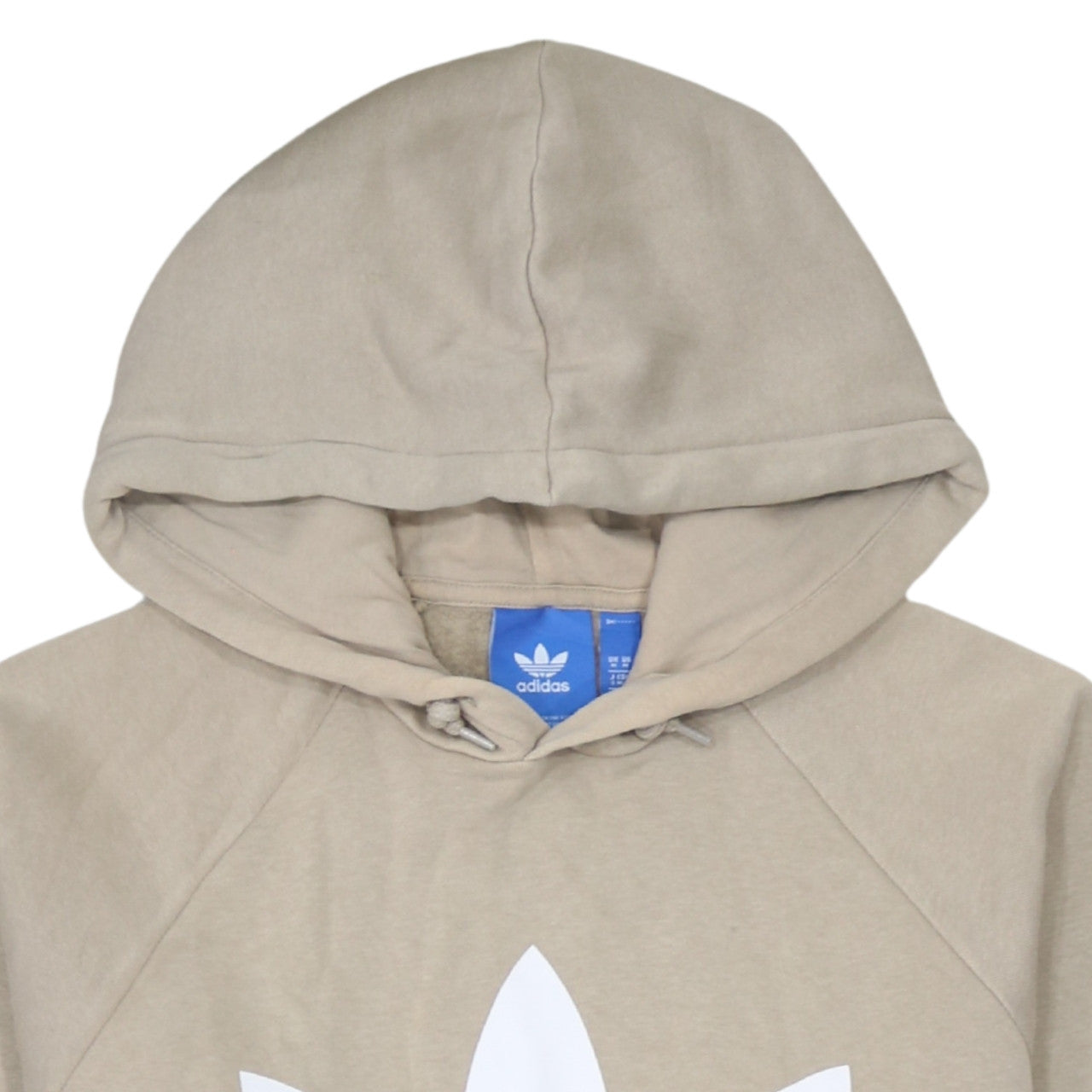 Adidas Mens Beige Hoodie Medium Pullover Logo Graphic Hooded Sweatshirt