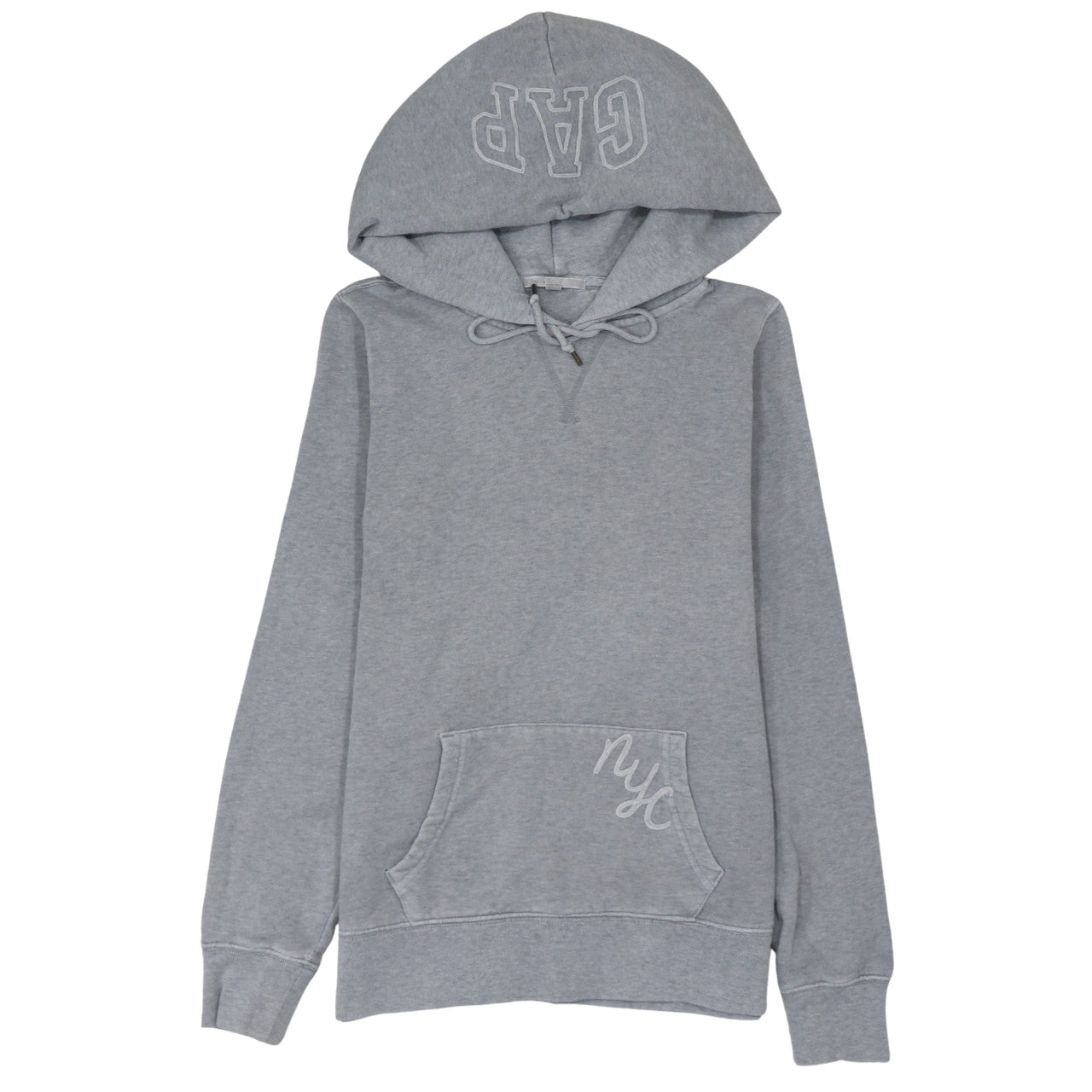 GAP Women’s Grey Pullover Hoodie Sweatshirt M Embroidered NYC Logo