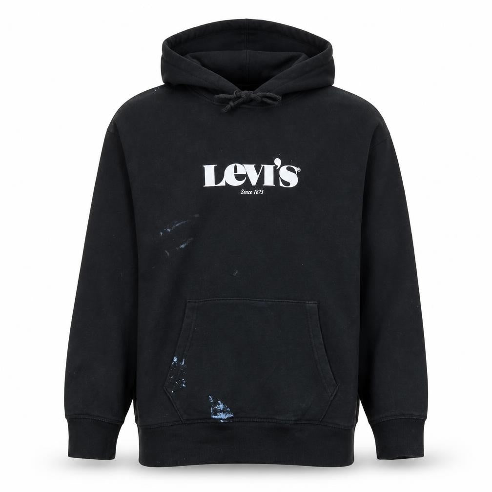 Levi's Mens Black Pullover Hoodie L Logo Graphic Cotton Fleece
