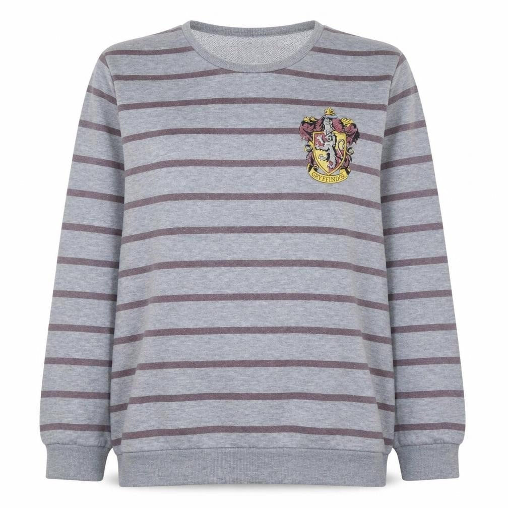 Harry Potter Women’s Grey Striped Gryffindor Pullover Sweatshirt XL