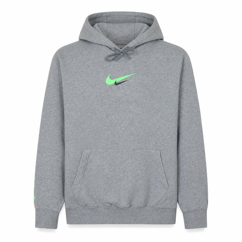 Nike Mens Grey Pullover Hoodie M Logo Fleece Sweatshirt