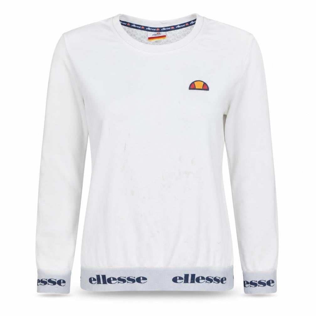 Ellesse Heritage Women's White Pullover Sweatshirt XS Logo Trim