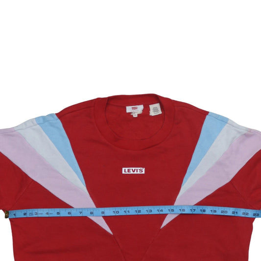 Levi's Womens Red Colourblock Pullover Sweatshirt XS