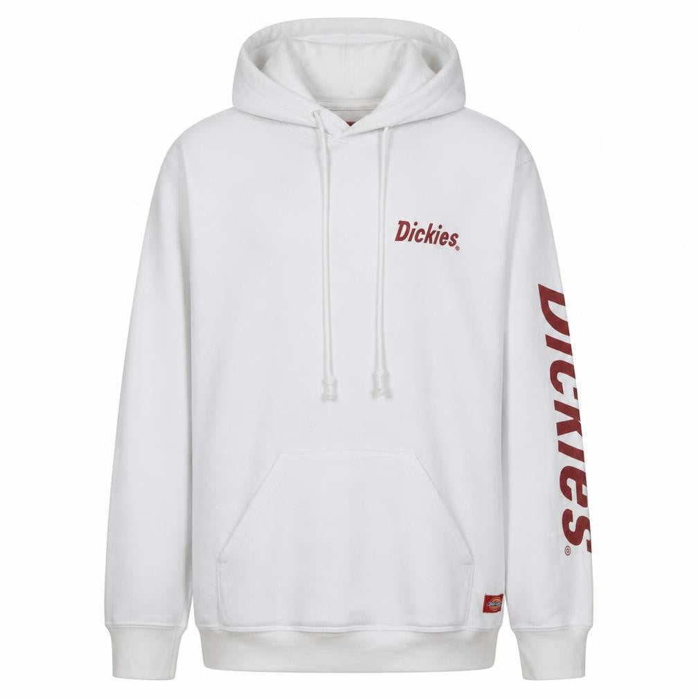 Dickies Mens White Pullover Hoodie L Logo Print Fleece Sweatshirt