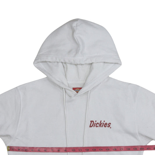 Dickies Mens White Pullover Hoodie L Logo Print Fleece Sweatshirt
