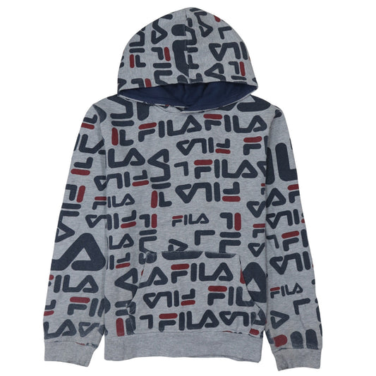 Fila Boys Grey Logo Print Pullover Hoodie XXL (18/20) Cotton Blend