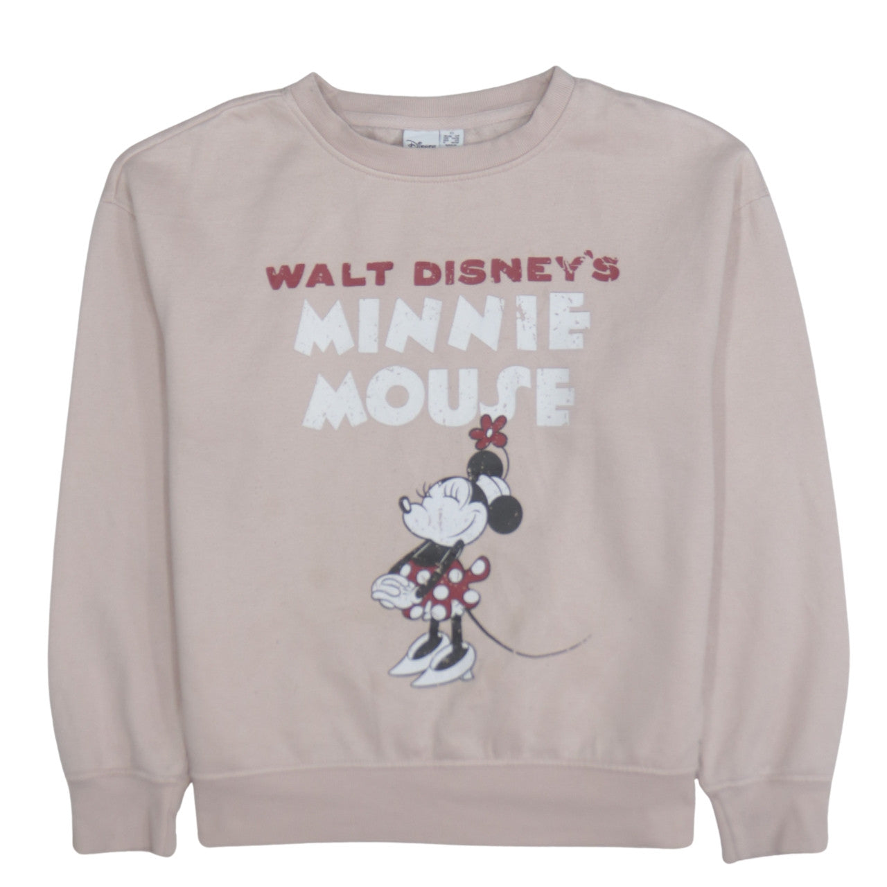 Primark Women Beige Minnie Mouse Pullover Sweatshirt XS Disney Graphic