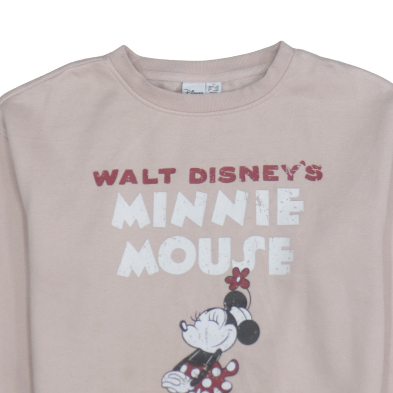 Primark Women Beige Minnie Mouse Pullover Sweatshirt XS Disney Graphic