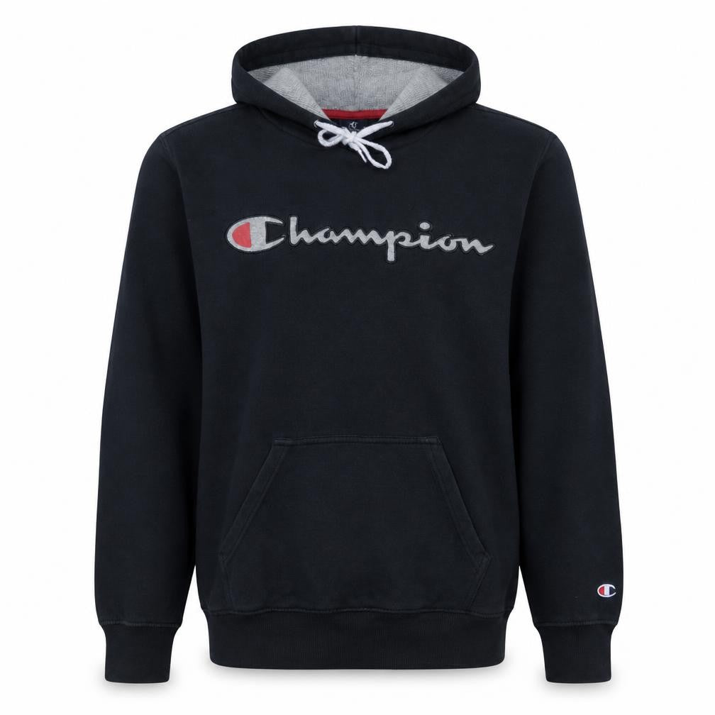 Champion Men’s Black Pullover Hoodie Small Embroidered Logo Fleece
