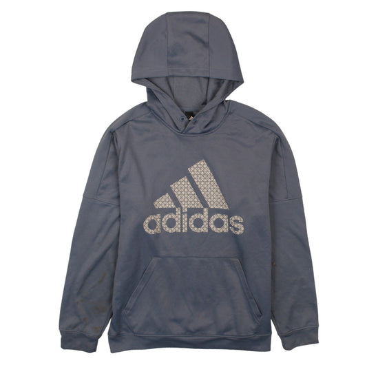 Adidas Men Blue Pullover Hoodie L Sports Logo Graphic