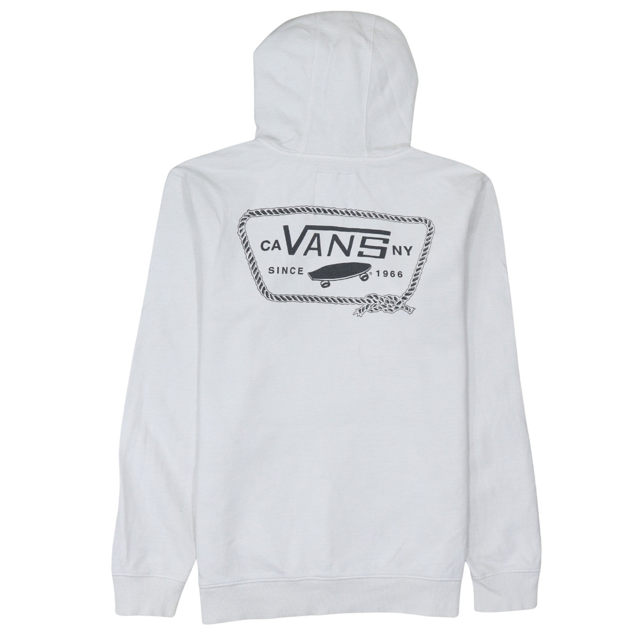 Vans Men’s White Pullover Hoodie Medium Logo Graphic Skate Sweatshirt