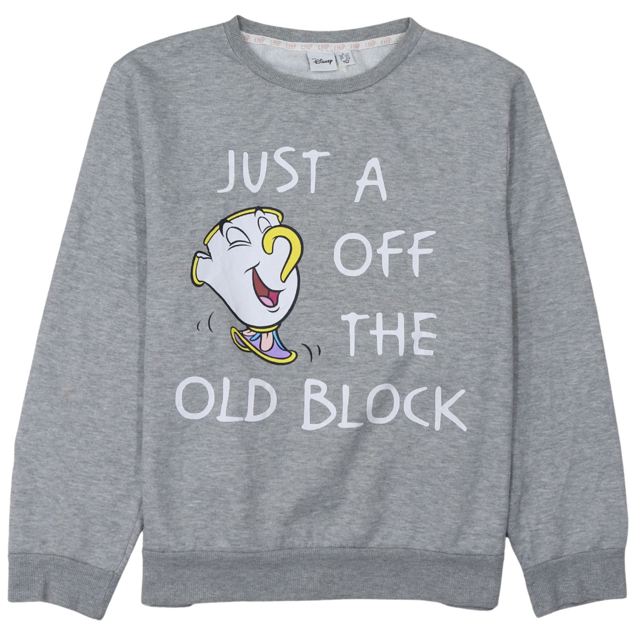 Disney Women Grey Chip Sweatshirt L Beauty and the Beast