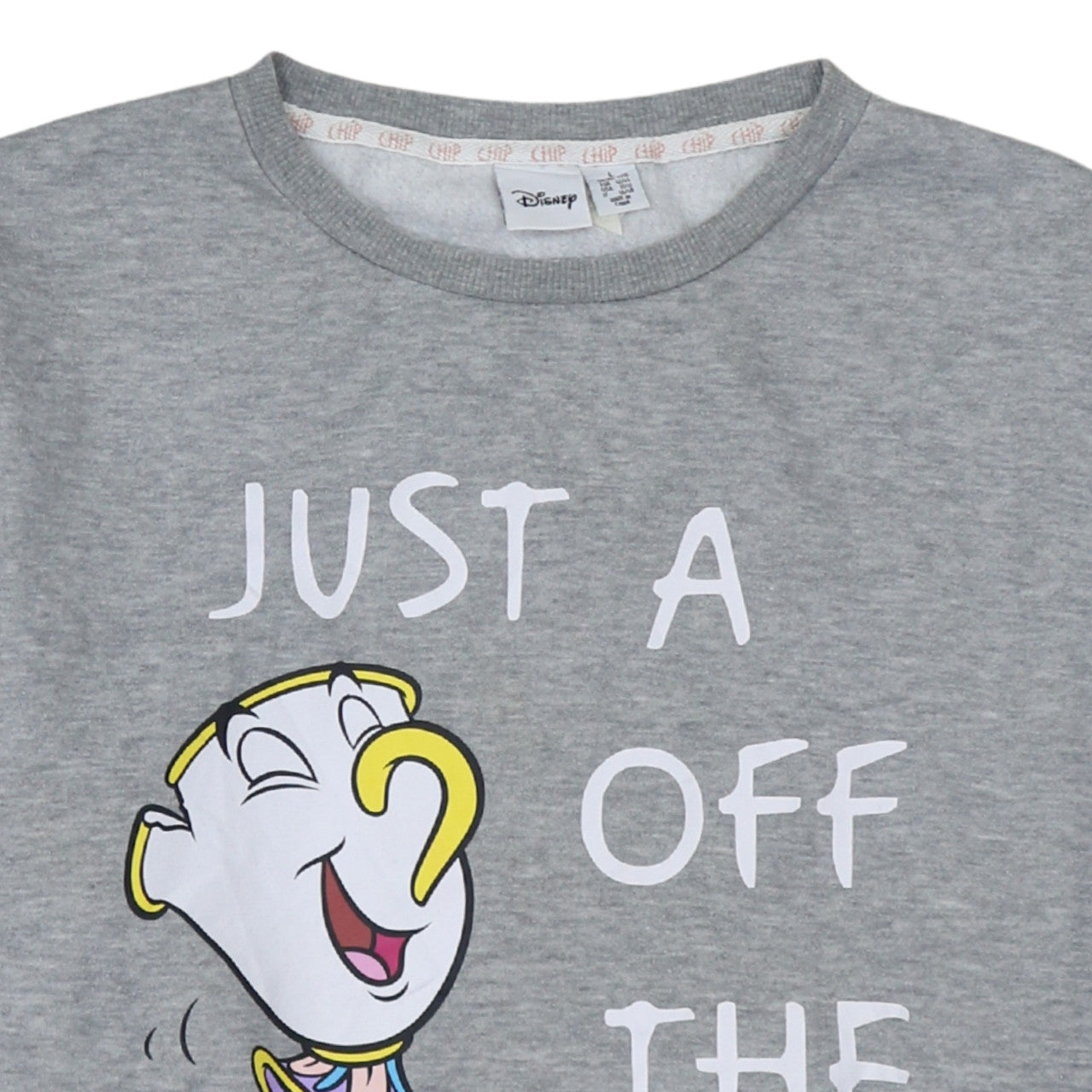 Disney Women Grey Chip Sweatshirt L Beauty and the Beast