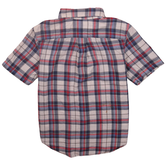 Ralph Lauren Boys Blue Red Check Button-Up Short Sleeve Shirt Size 10-12