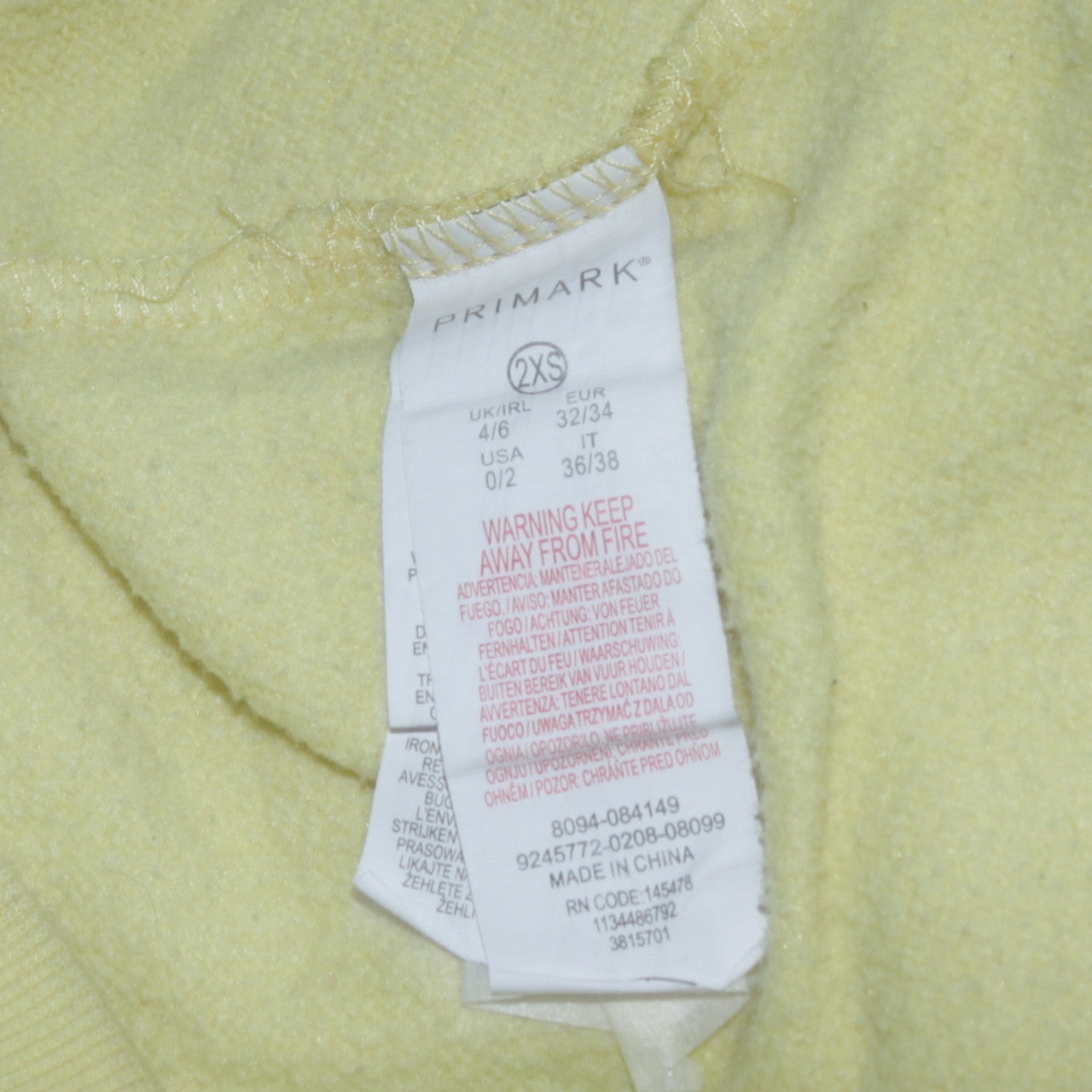 Disney Primark Women's Yellow Winnie the Pooh Pullover Hoodie 2XS