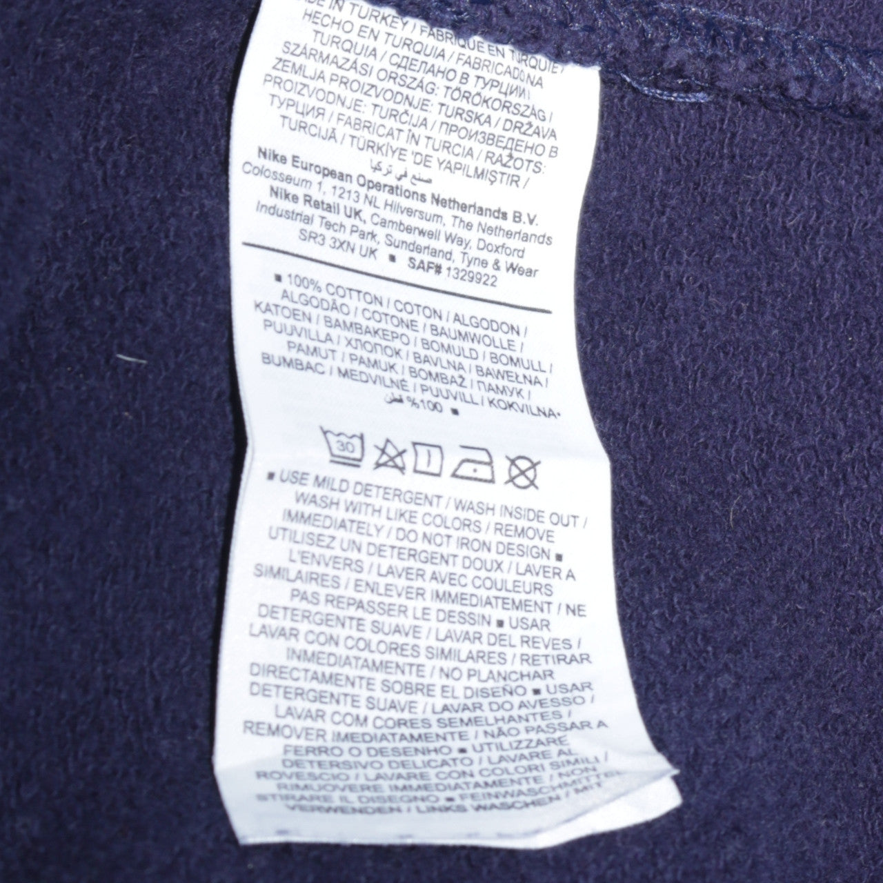 Nike Men's Blue Pullover Hoodie Small Cotton Logo Design