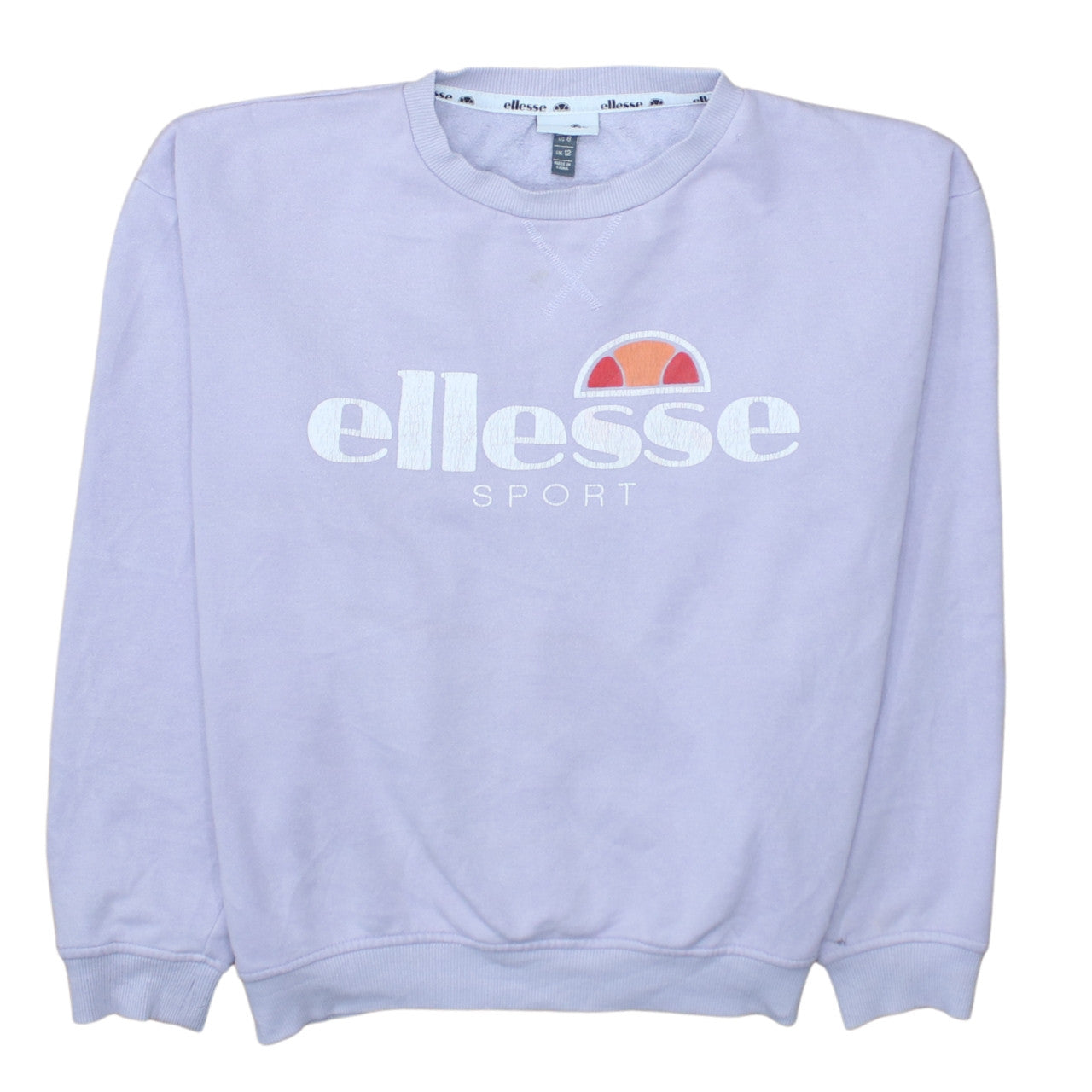 Ellesse Women Lilac Logo Sweatshirt UK 12 Cotton Blend Pullover