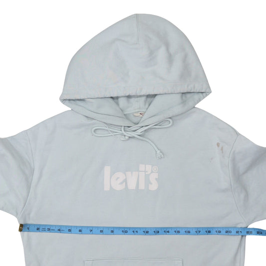 Levi's Men's Blue Pullover Hoodie Size M Logo Fleece Sweatshirt
