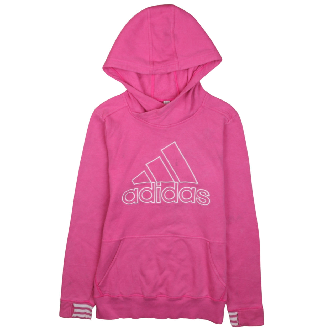 Adidas Womens Pink Pullover Hoodie Size S 8-10 Logo Fleece Sweatshirt