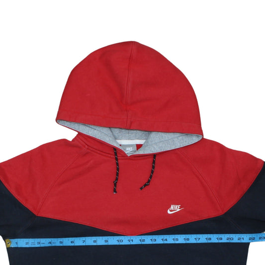 Nike Men's Red and Blue Pullover Hoodie Medium Fleece Sportswear