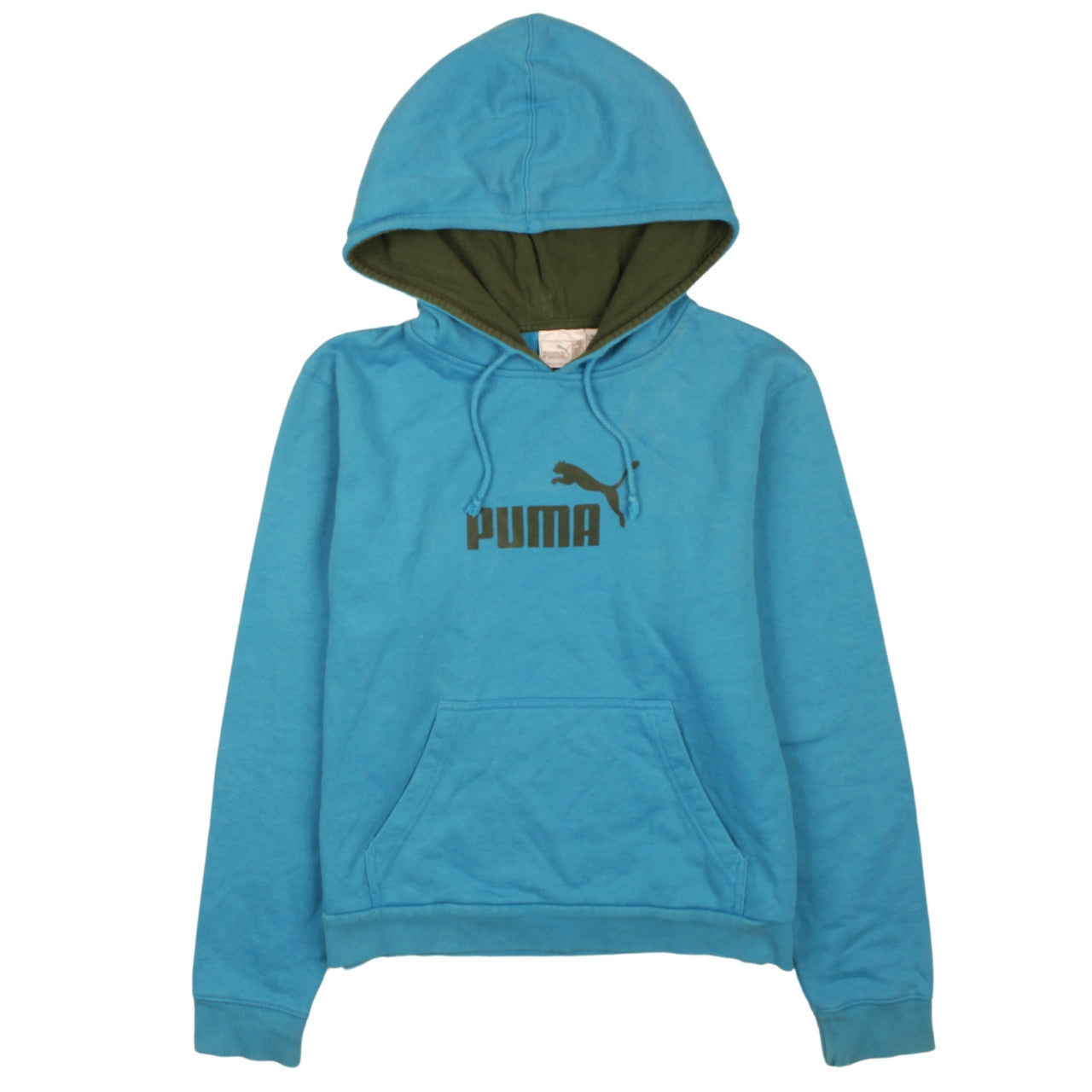 Puma Womens Blue Pullover Hoodie Size 12 Cotton Logo Sweatshirt