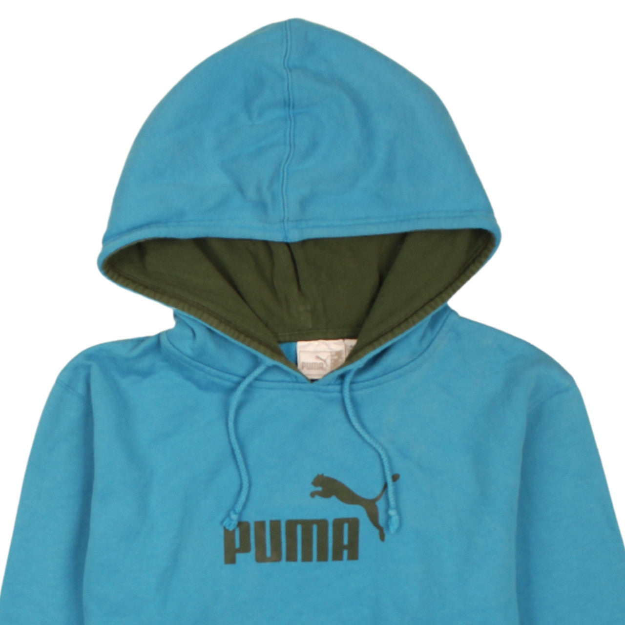 Puma Womens Blue Pullover Hoodie Size 12 Cotton Logo Sweatshirt