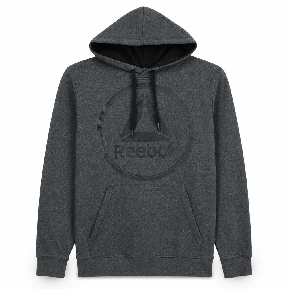 Reebok Men's Grey Pullover Hoodie Small Fleece Lined Logo Sweatshirt