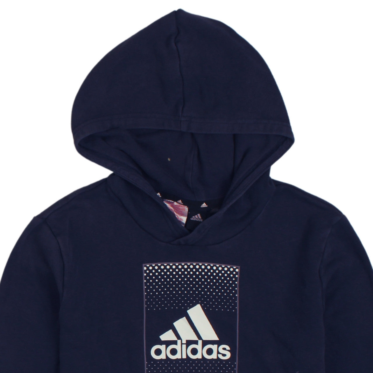 Adidas Boys Blue Pullover Hoodie 14 Years Regular Fit Graphic Print
