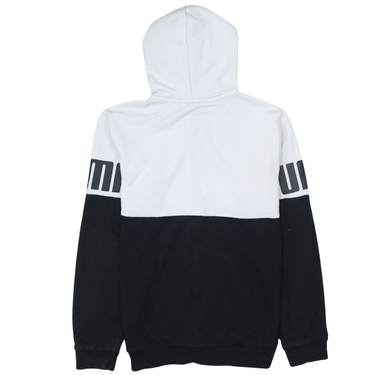 Puma Boys Black & White Full Zip Hoodie 13-14 Years Cotton Blend Sportswear
