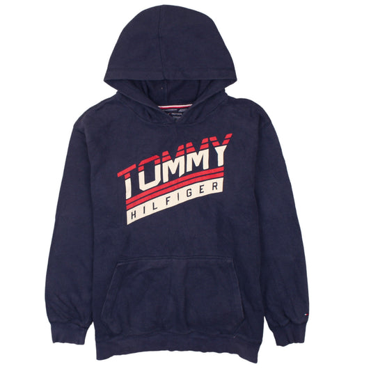 Tommy Hilfiger Men’s Blue XL Pullover Hoodie with Logo Print