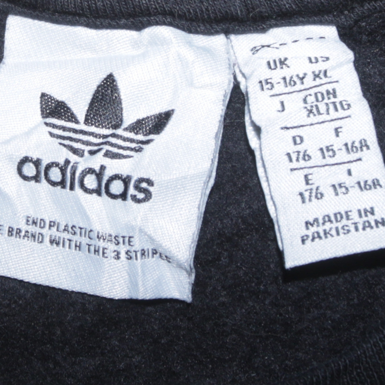Adidas Boys Black Crew Neck Pullover Sweatshirt 15-16 Years Fleece Logo