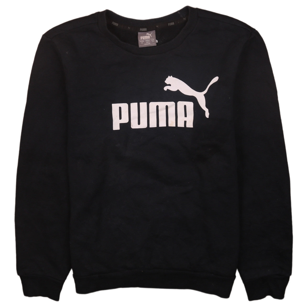 Puma Men's Black XS Crew Neck Logo Pullover Sweatshirt