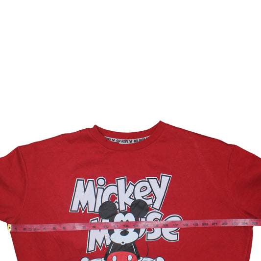 Disney Womens Red Mickey Mouse Pullover Sweatshirt Size 12/14