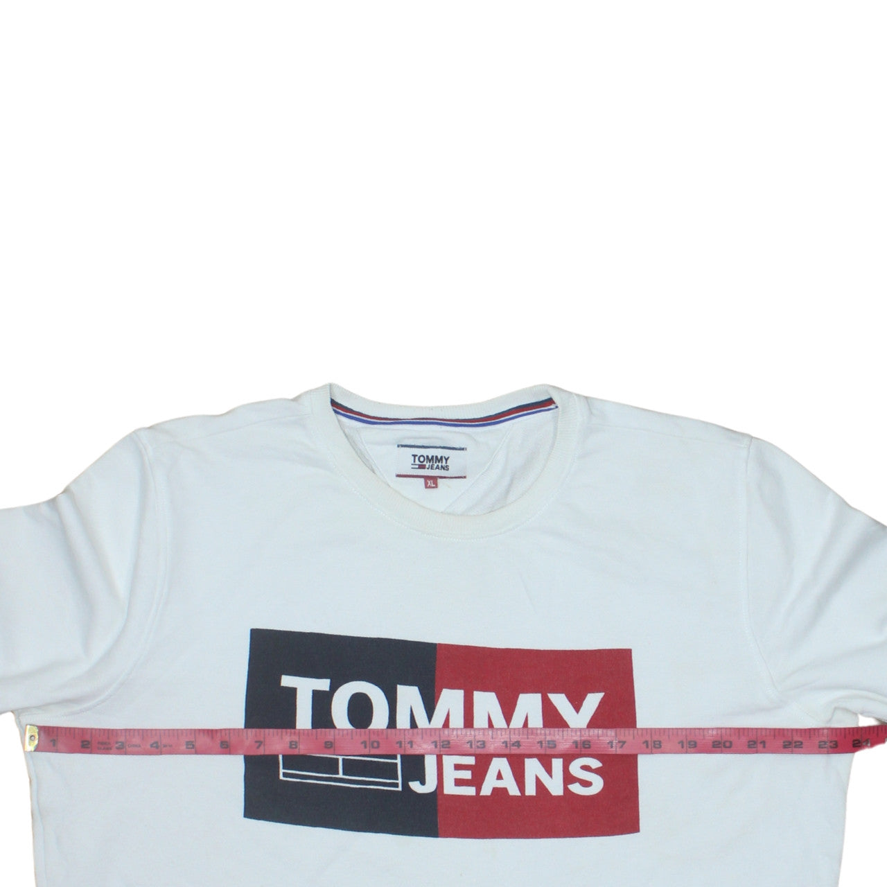 Tommy Jeans Men's White XL Crew Neck Logo Sweatshirt