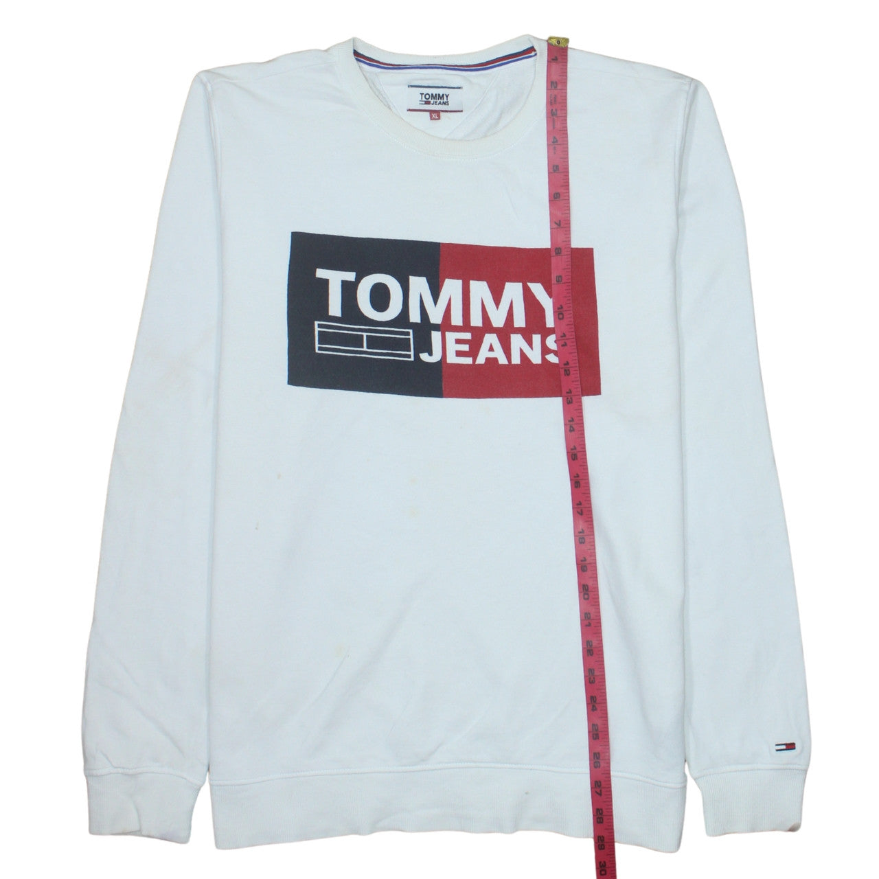 Tommy Jeans Men's White XL Crew Neck Logo Sweatshirt