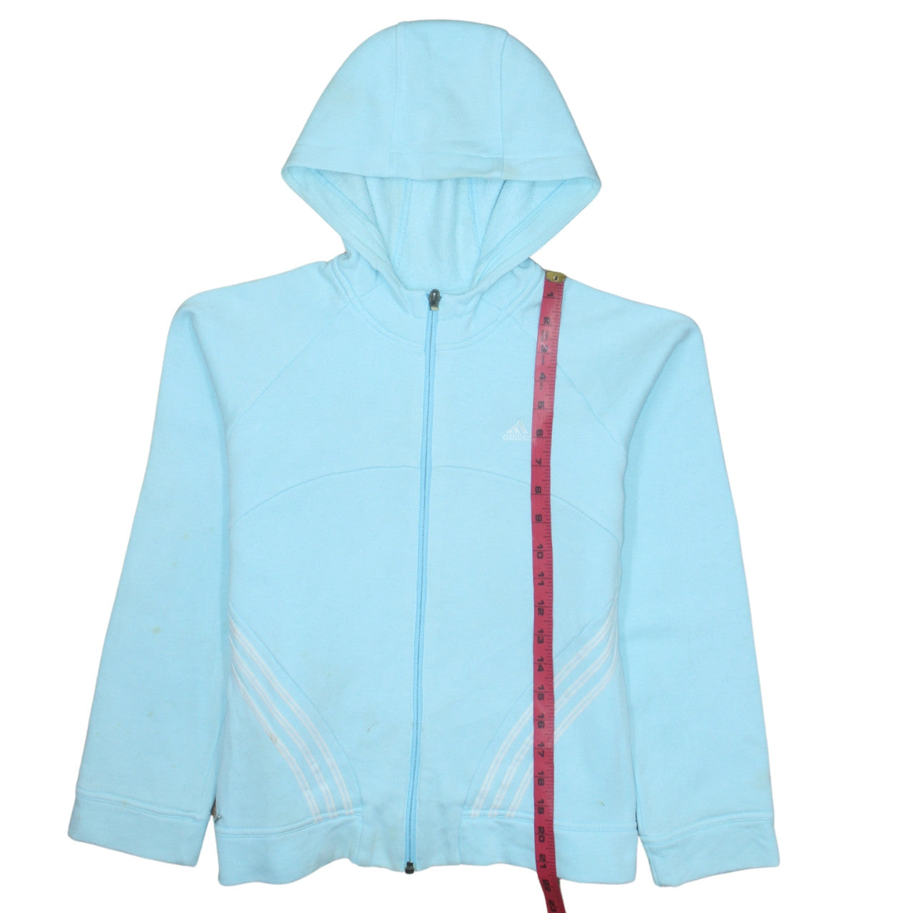 Adidas Womens Blue Full Zip Hoodie Size 12 Cotton Blend Sportswear