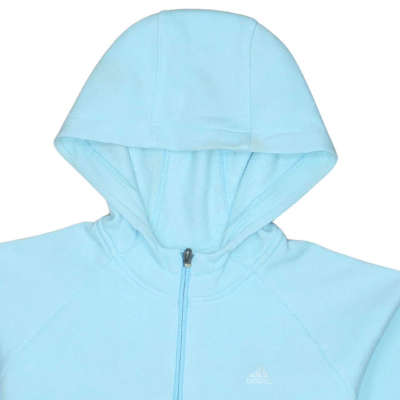 Adidas Womens Blue Full Zip Hoodie Size 12 Cotton Blend Sportswear
