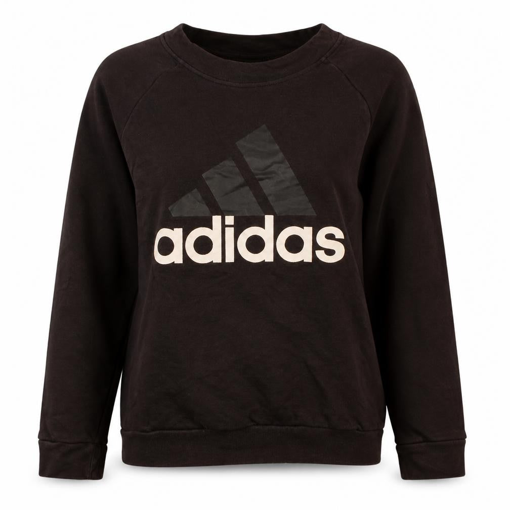 Adidas Womens Black M 12-14 Pullover Sweatshirt Logo Print Casual