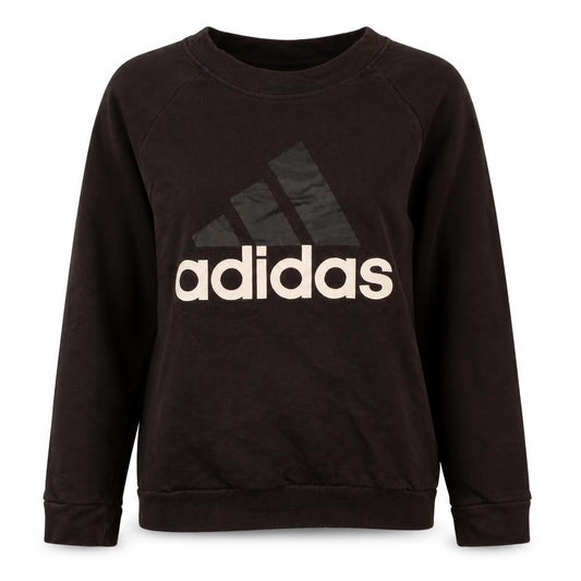 Adidas Womens Black M 12-14 Pullover Sweatshirt Logo Print Casual