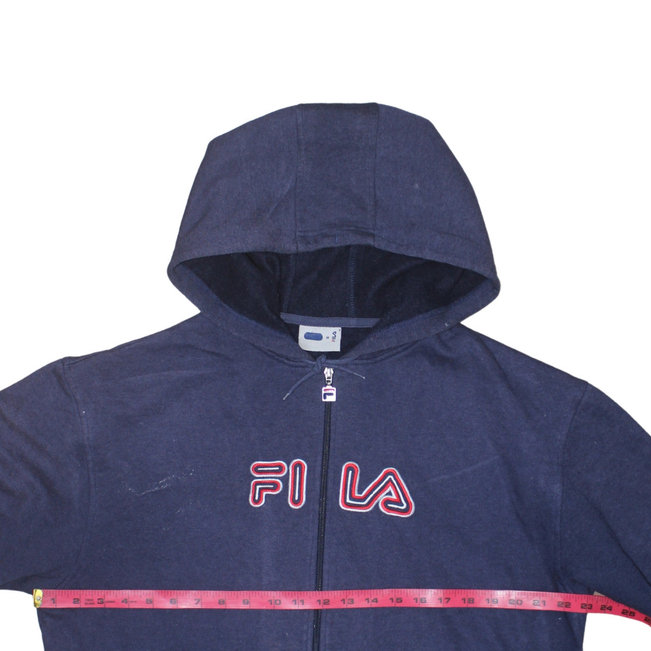 Fila Men's Navy Blue Full Zip Hoodie Size M Logo Cotton Blend