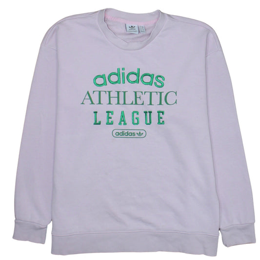 Adidas Women White Athletic League Sweatshirt UK 10 Crew Neck