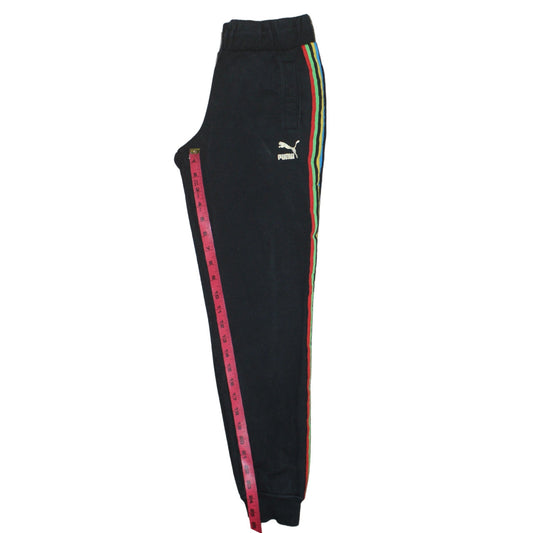 Puma Boys Black Jogger Trousers 11-12 Years Elastic Waist Side Stripe