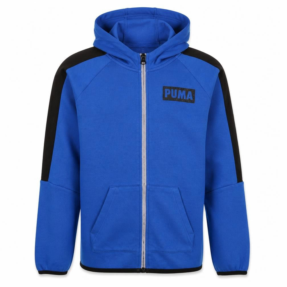 Front view of Puma boys’ blue full zip hoodie 13-14 years sports fleece sweatshirt