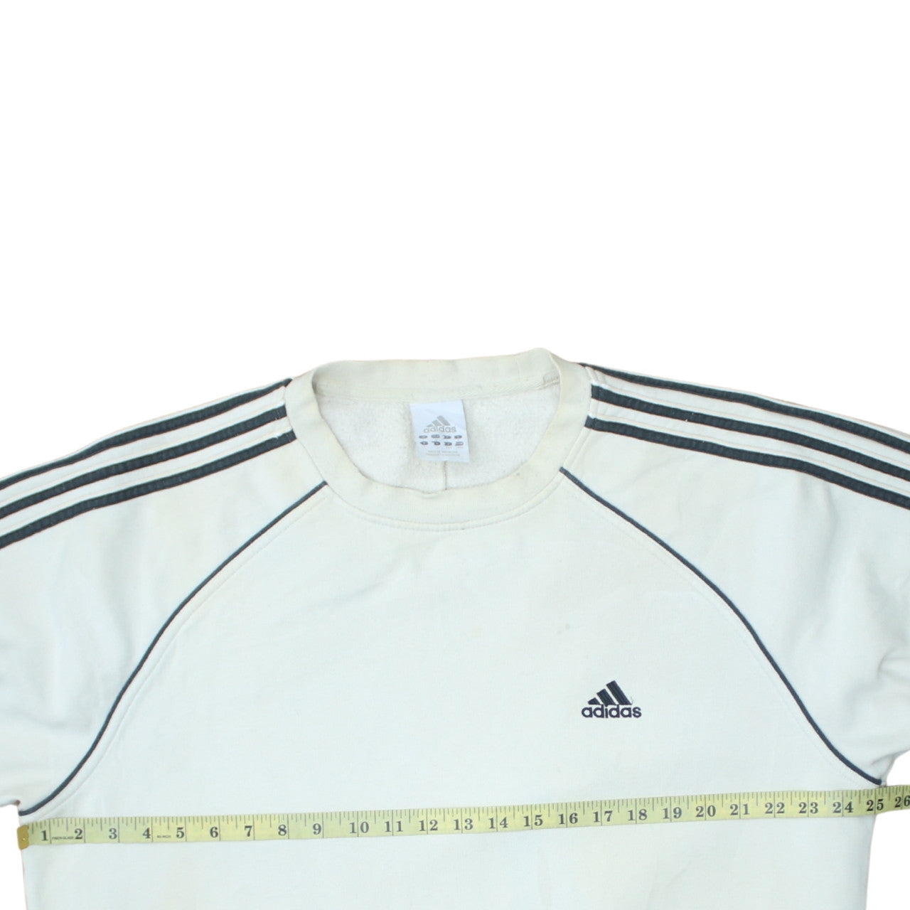 Adidas Men's White Crew Neck Logo Pullover Sweatshirt Size L