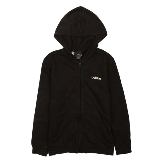 Adidas Boys Black Full Zip Hoodie 12-13 Years Hooded Sweatshirt