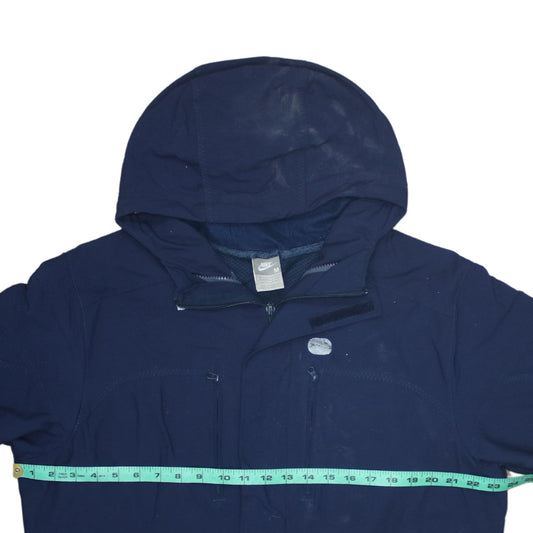 Nike Men's Blue Hooded Parka Jacket Size M Regular Fit Zip Pockets